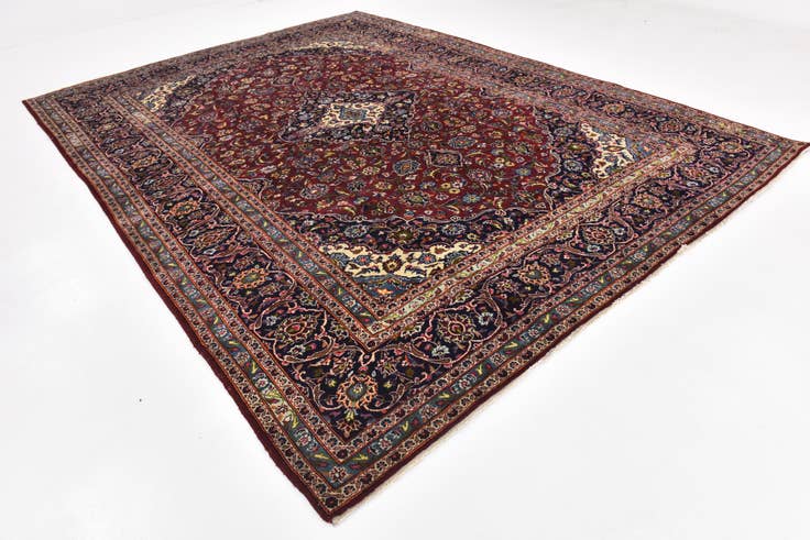 Detail image of 9' 8 x 13' 4 Hand Knotted Kashan Persian Wool Rug