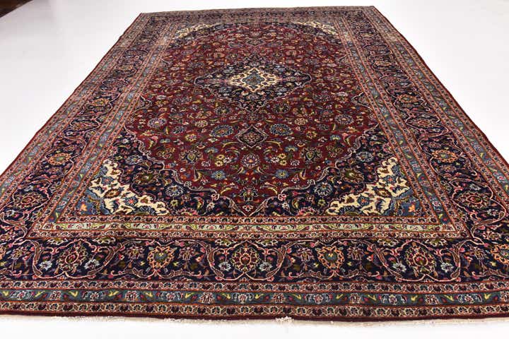 9' 8 x 13' 4 Hand Knotted Kashan Persian Wool Rug