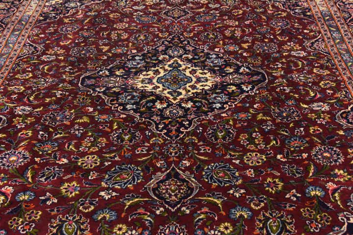 9' 8 x 13' 4 Hand Knotted Kashan Persian Wool Rug