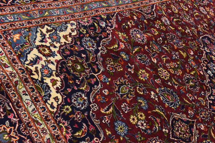 9' 8 x 13' 4 Hand Knotted Kashan Persian Wool Rug