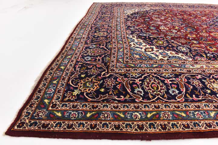 9' 8 x 13' 4 Hand Knotted Kashan Persian Wool Rug