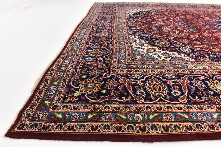 Detail image of 9' 8 x 13' 4 Hand Knotted Kashan Persian Wool Rug