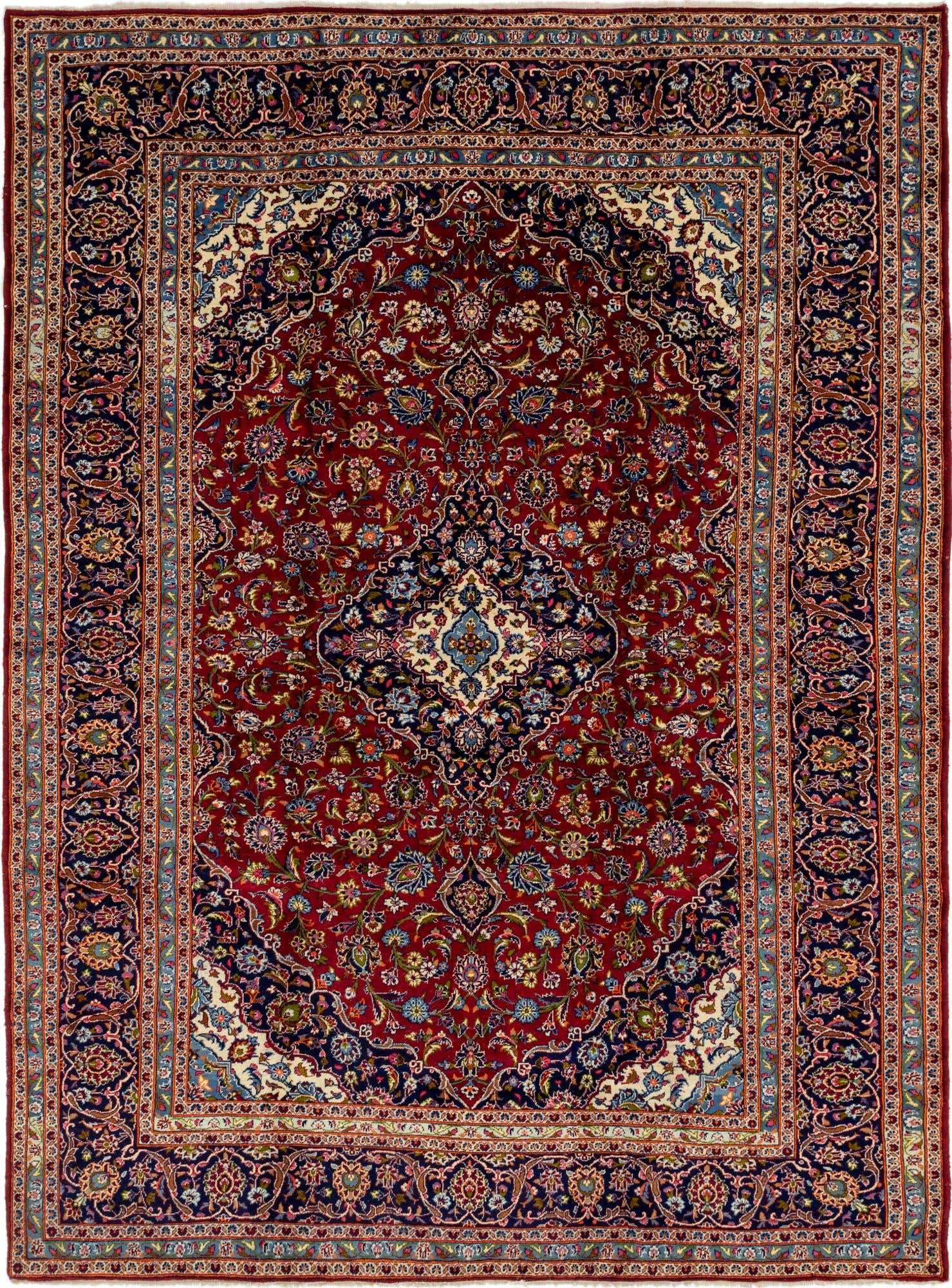 9' 8 x 13' 4 Hand Knotted Kashan Persian Wool Rug