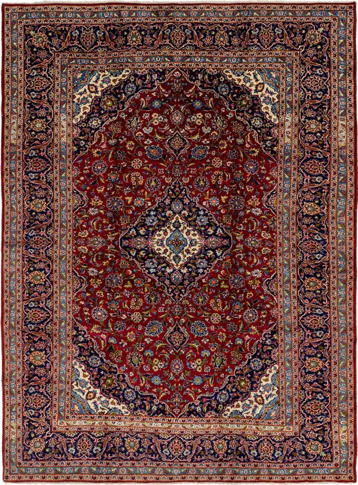 9' 8 x 13' 4 Hand Knotted Kashan Persian Wool Rug