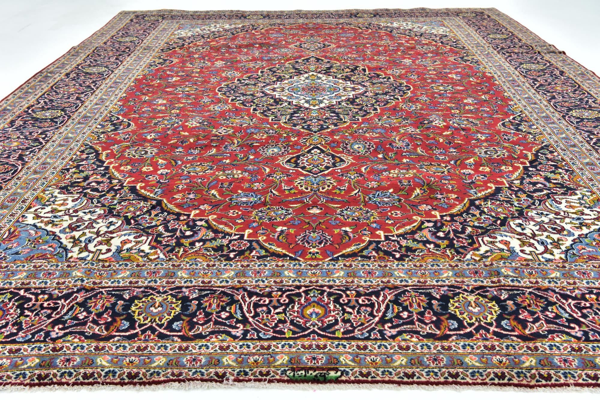 9' 9 x 13' Hand Knotted Kashan Persian Wool Rug