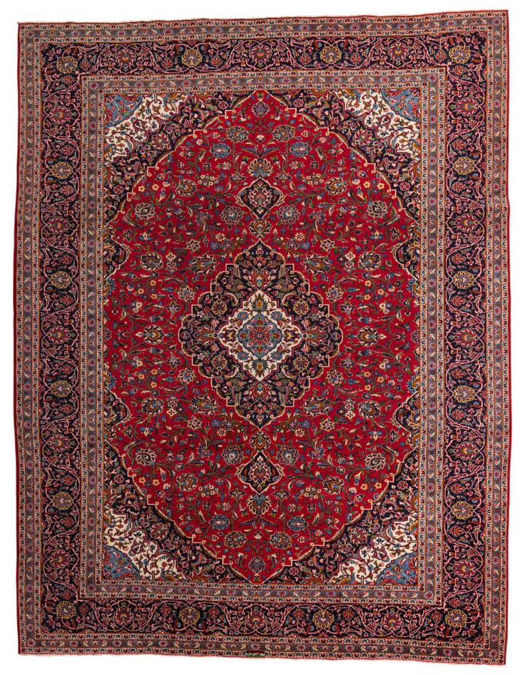 Detail image of 9' 9 x 13' Hand Knotted Kashan Persian Wool Rug