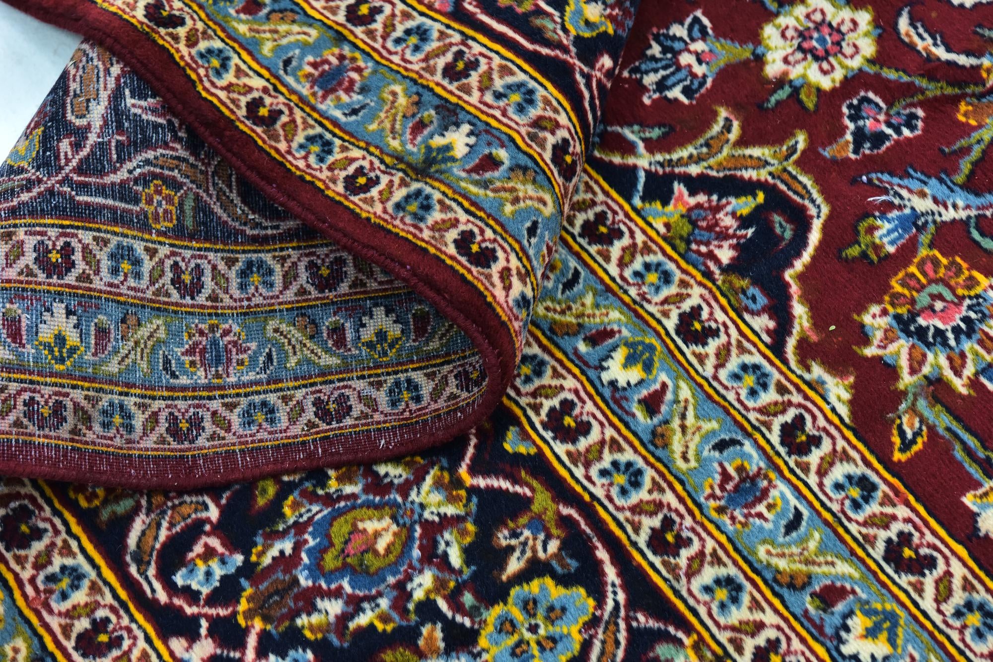 9' 9 x 13' Hand Knotted Kashan Persian Wool Rug