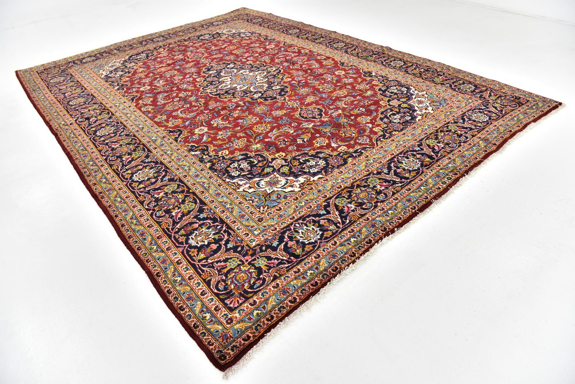 9' 9 x 13' Hand Knotted Kashan Persian Wool Rug