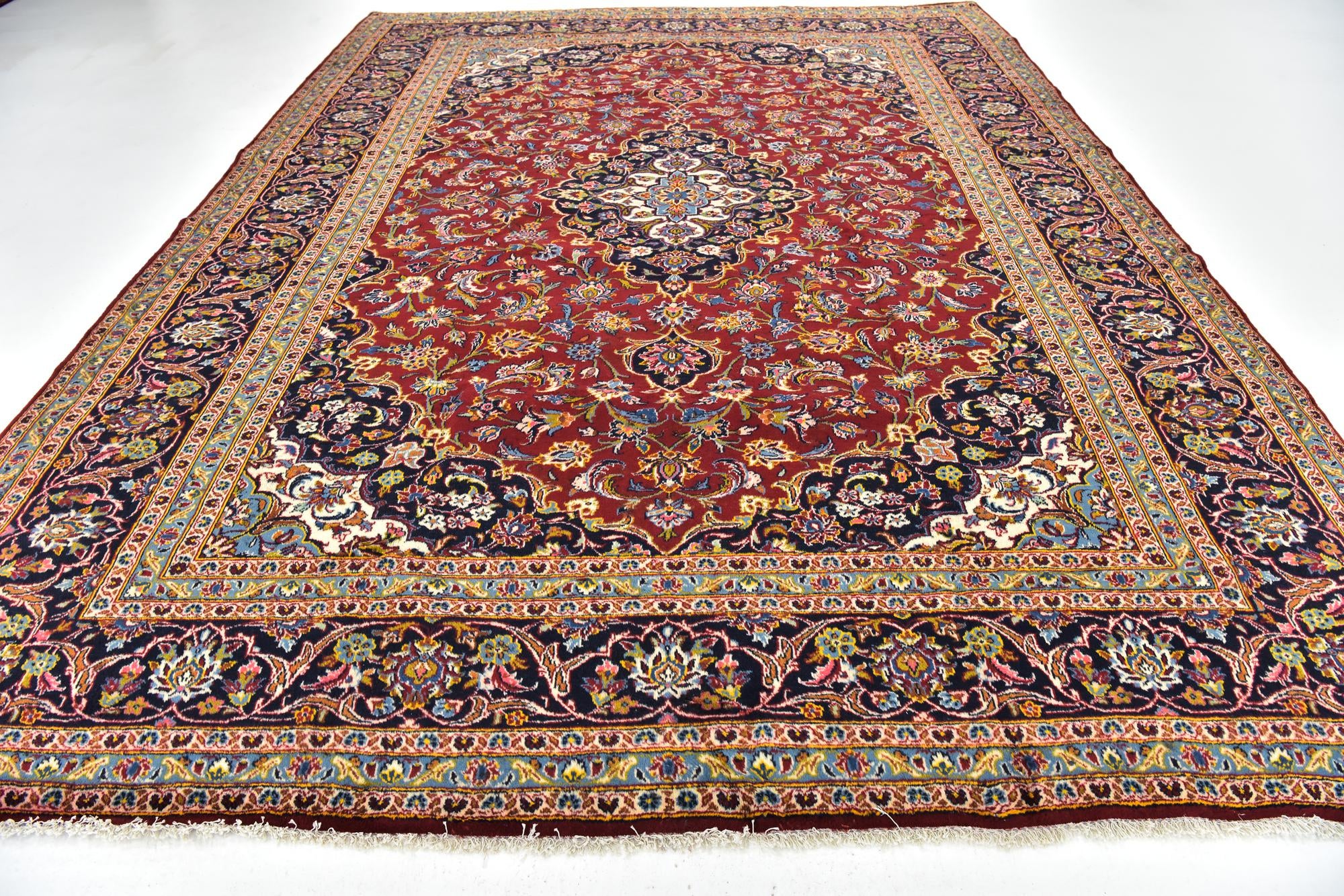9' 9 x 13' Hand Knotted Kashan Persian Wool Rug