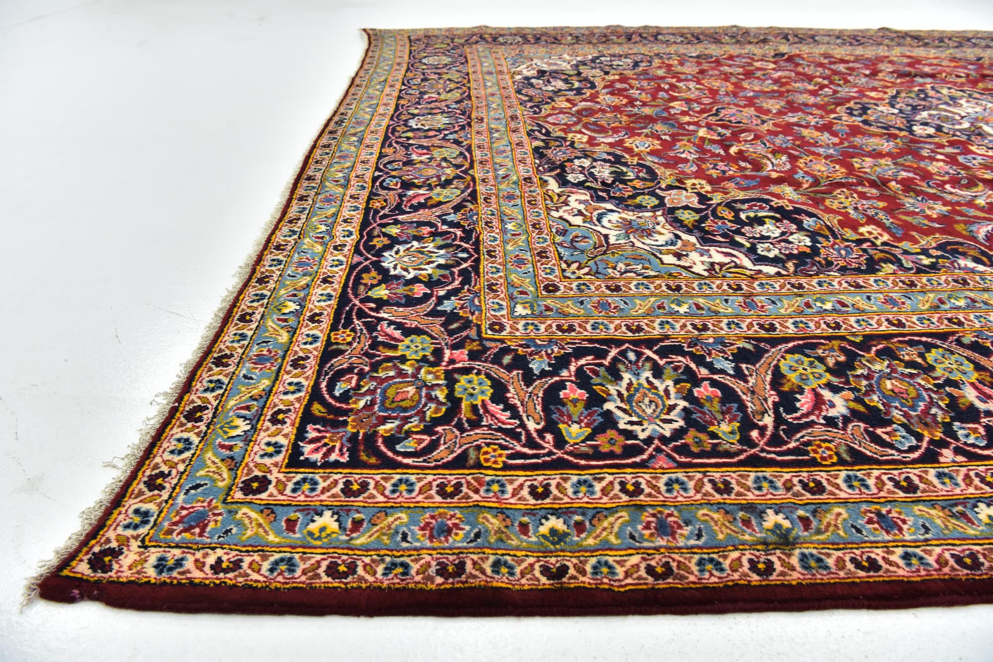9' 9 x 13' Hand Knotted Kashan Persian Wool Rug