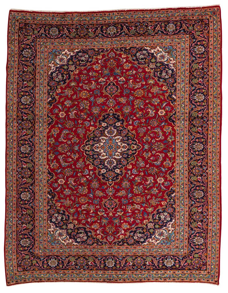 Detail image of 9' 9 x 13' Hand Knotted Kashan Persian Wool Rug