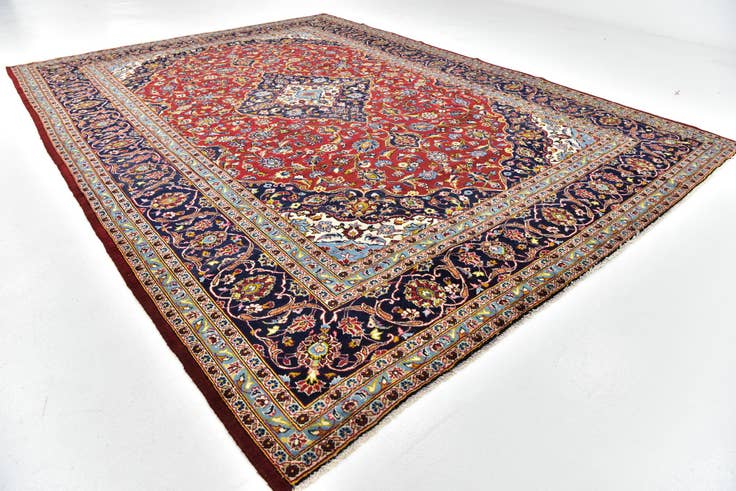 Detail image of 9' 8 x 13' Hand Knotted Kashan Persian Wool Rug