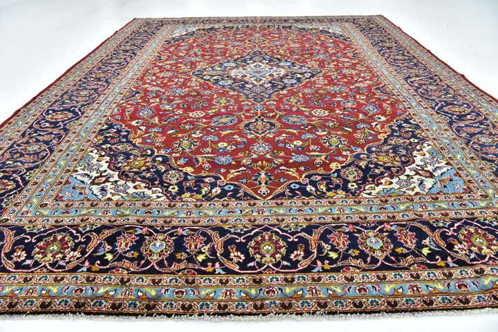 9' 8 x 13' Hand Knotted Kashan Persian Wool Rug