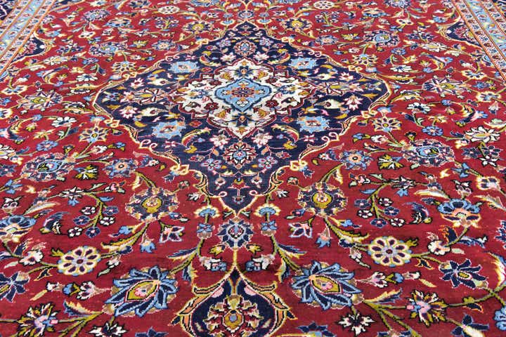 9' 8 x 13' Hand Knotted Kashan Persian Wool Rug