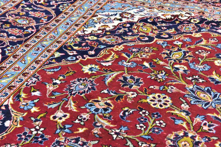 9' 8 x 13' Hand Knotted Kashan Persian Wool Rug