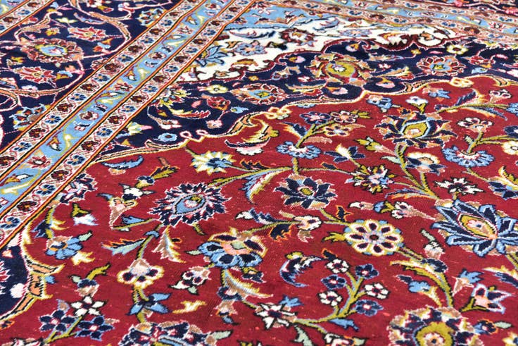Detail image of 9' 8 x 13' Hand Knotted Kashan Persian Wool Rug