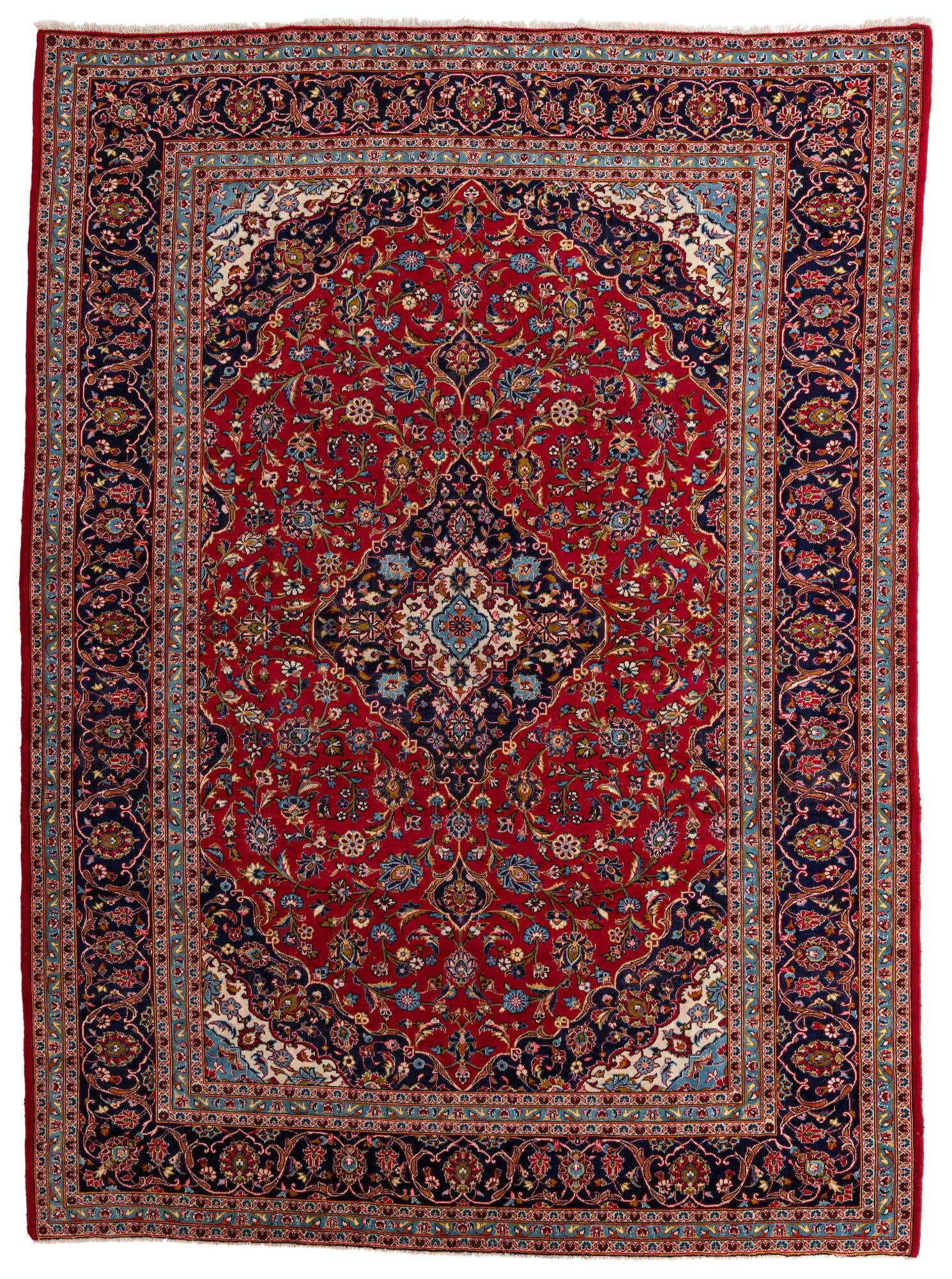 9' 8 x 13' Hand Knotted Kashan Persian Wool Rug