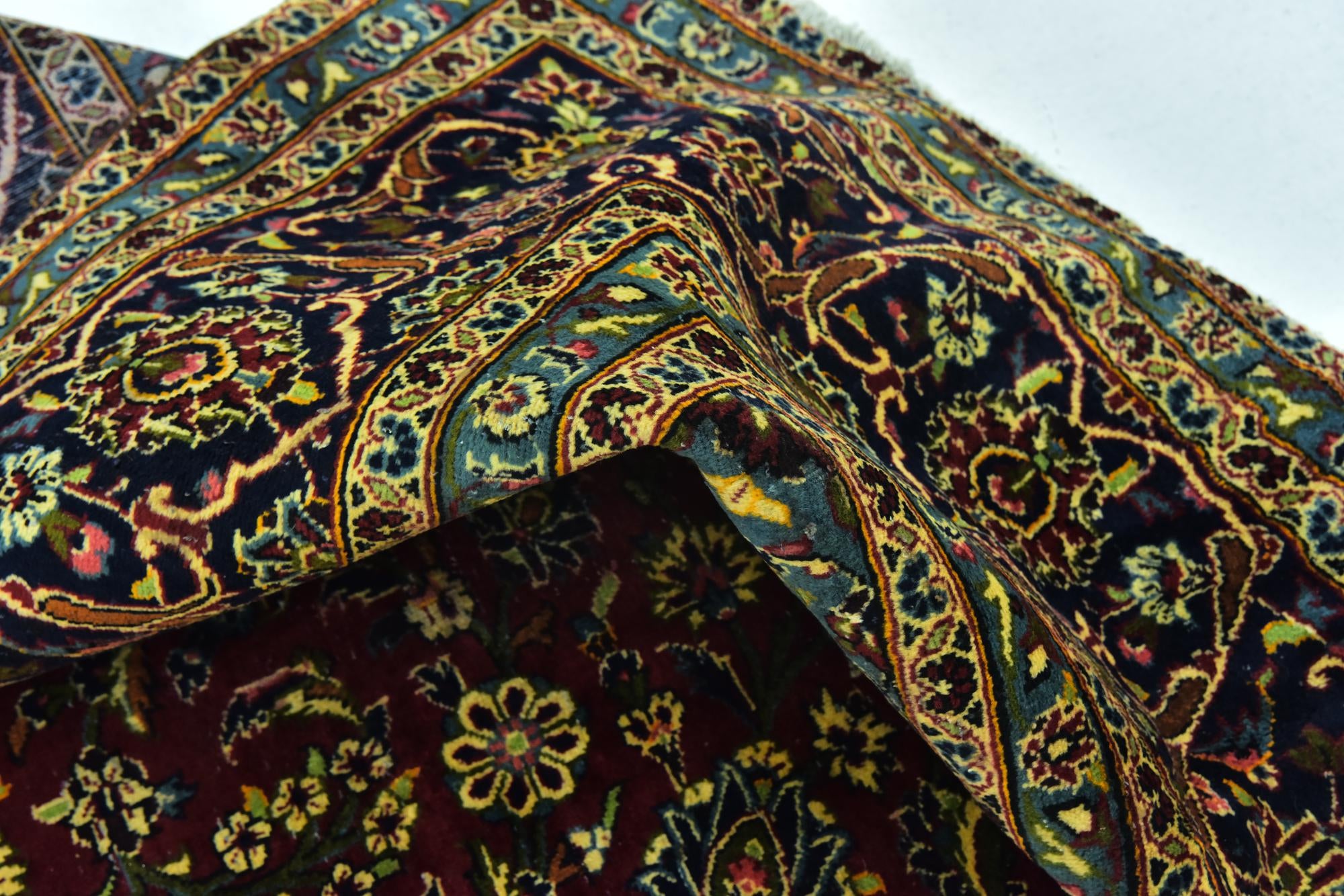 9' 6 x 13' Hand Knotted Kashan Persian Wool Rug