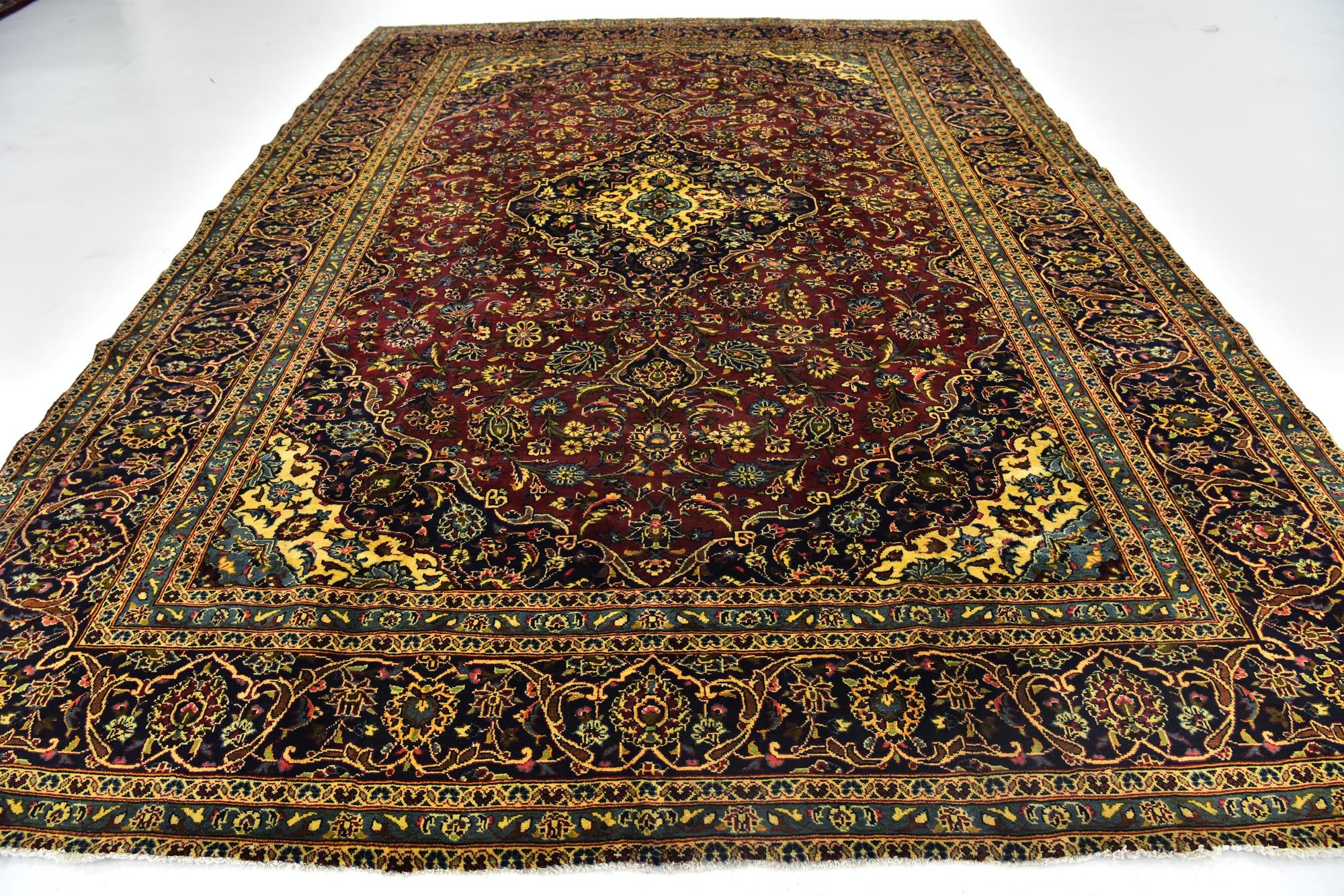 9' 6 x 13' Hand Knotted Kashan Persian Wool Rug