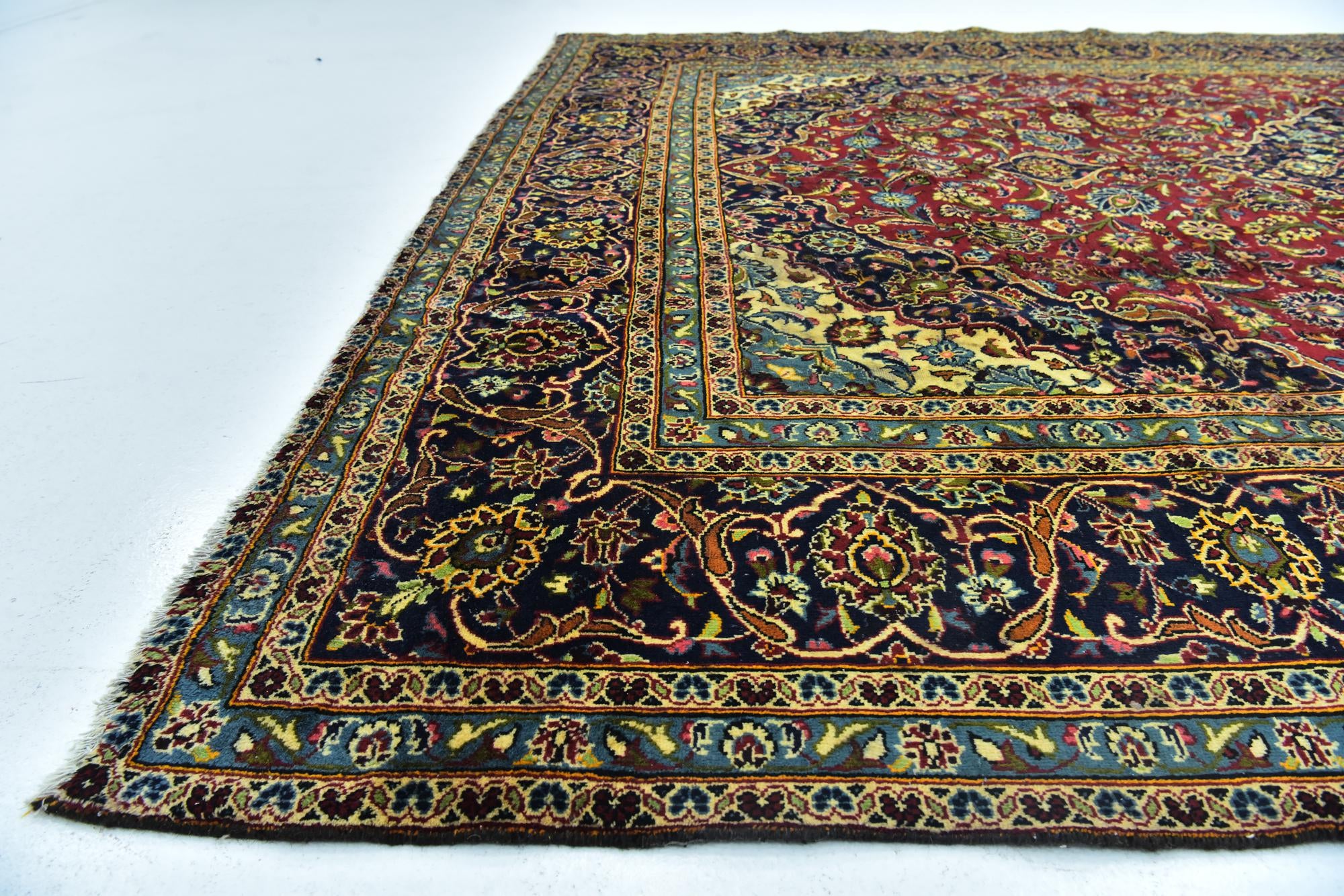 9' 6 x 13' Hand Knotted Kashan Persian Wool Rug