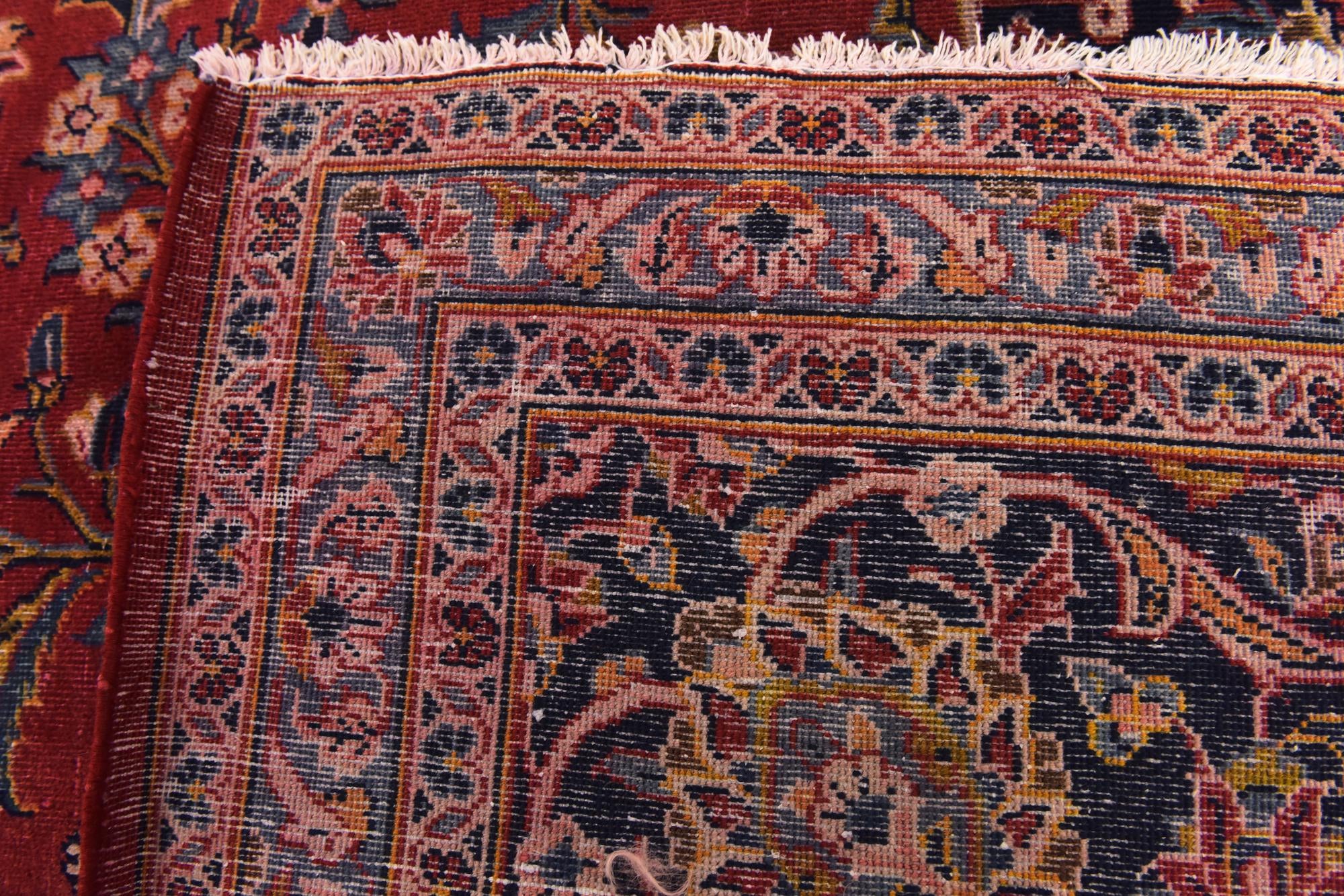 9' 8 x 12' 10 Hand Knotted Kashan Persian Wool Rug