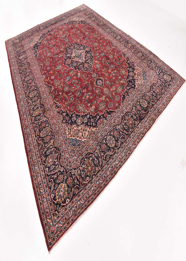 9' 8 x 12' 10 Hand Knotted Kashan Persian Wool Rug
