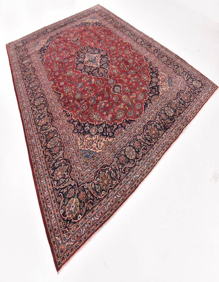 Detail image of 9' 8 x 12' 10 Hand Knotted Kashan Persian Wool Rug