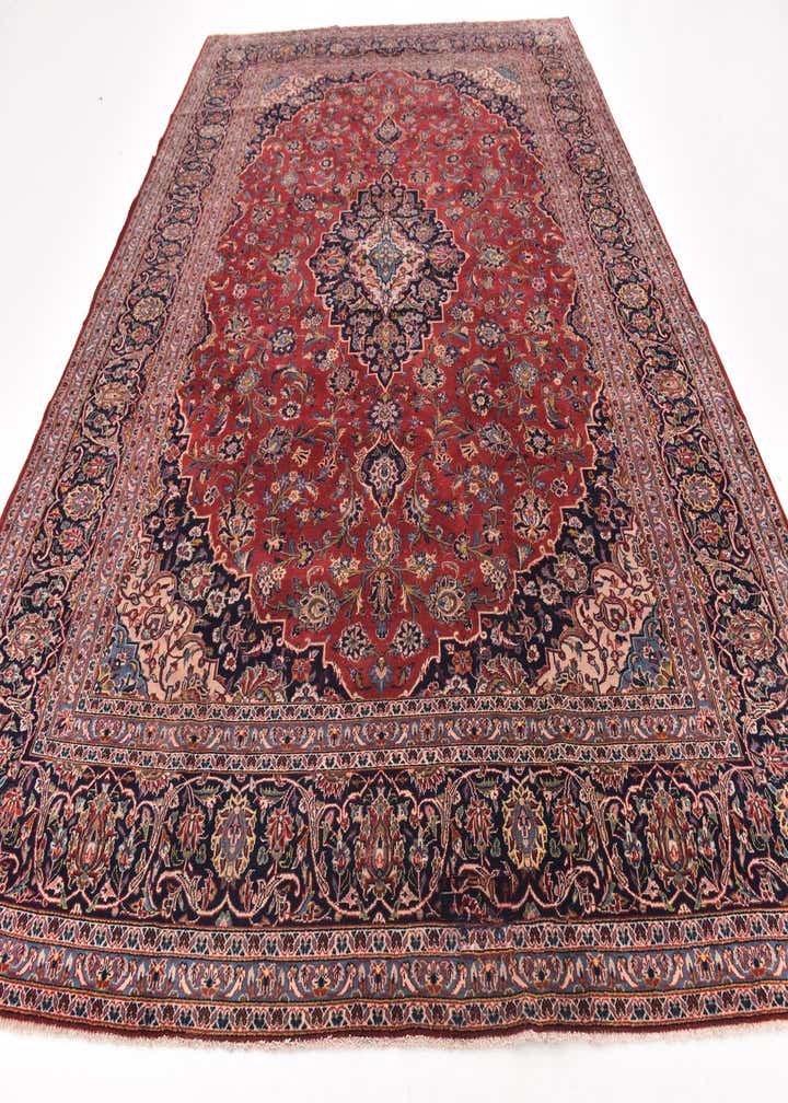 9' 8 x 12' 10 Hand Knotted Kashan Persian Wool Rug