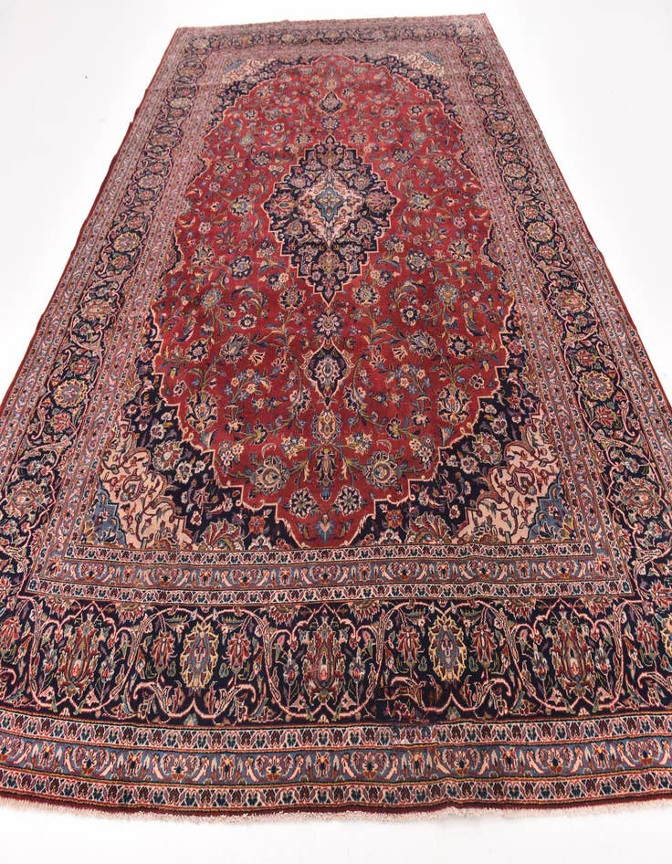 Detail image of 9' 8 x 12' 10 Hand Knotted Kashan Persian Wool Rug