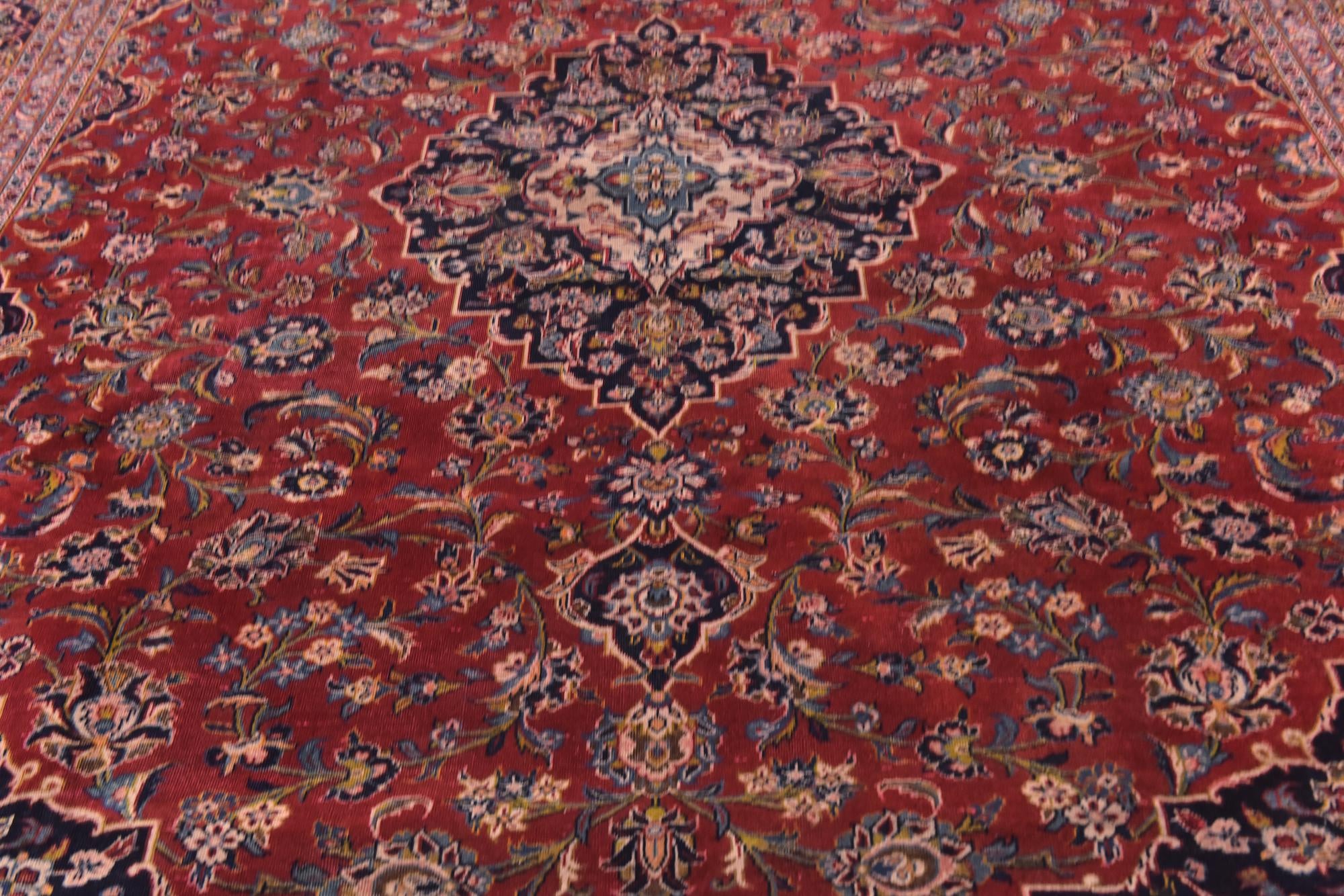 9' 8 x 12' 10 Hand Knotted Kashan Persian Wool Rug
