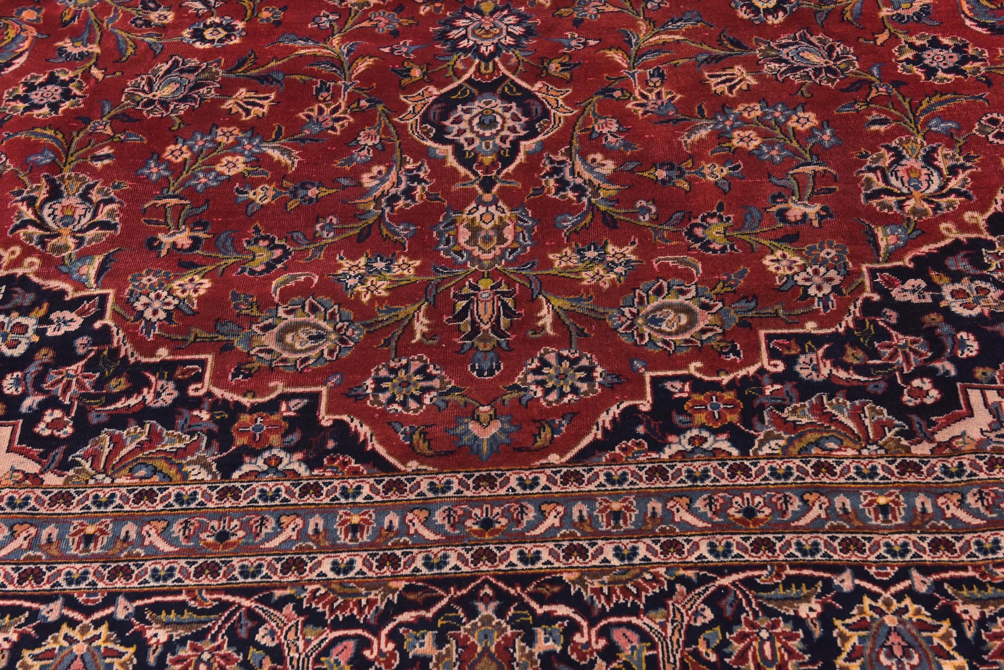 9' 8 x 12' 10 Hand Knotted Kashan Persian Wool Rug