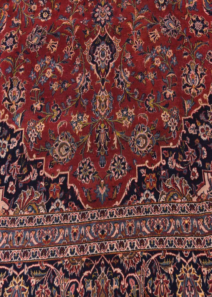9' 8 x 12' 10 Hand Knotted Kashan Persian Wool Rug