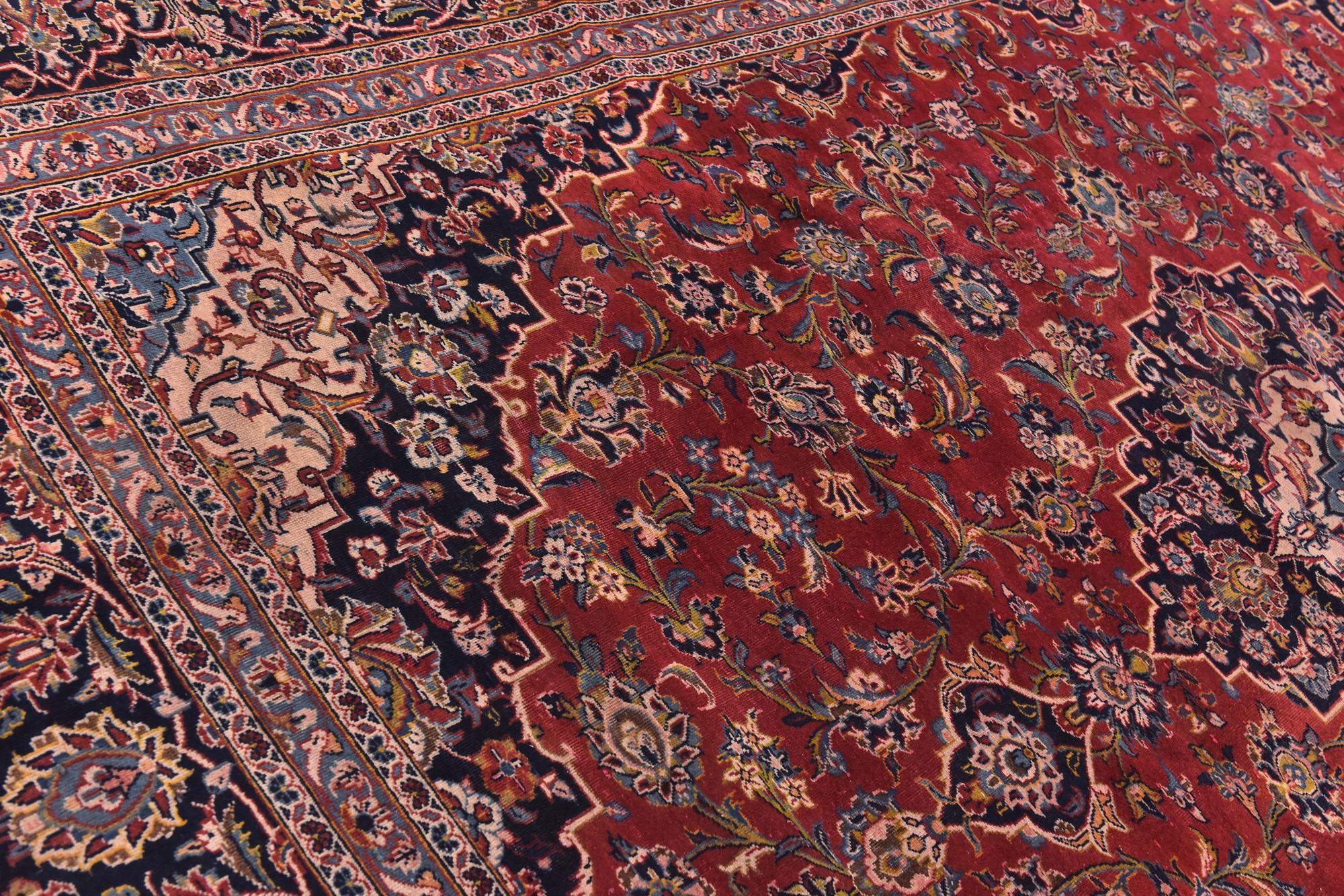 9' 8 x 12' 10 Hand Knotted Kashan Persian Wool Rug