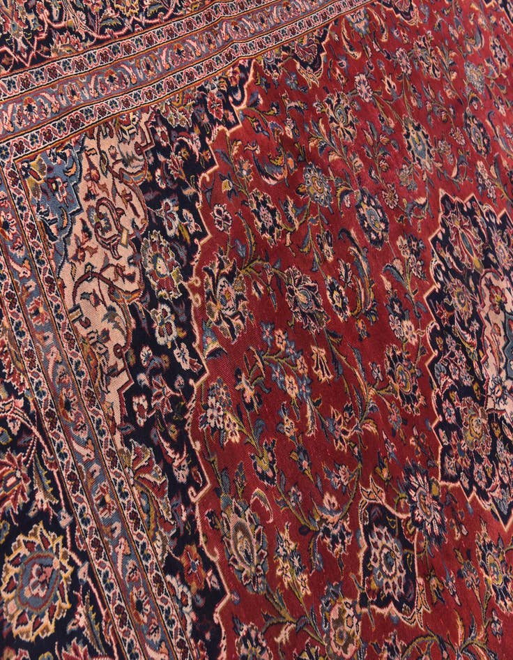Detail image of 9' 8 x 12' 10 Hand Knotted Kashan Persian Wool Rug