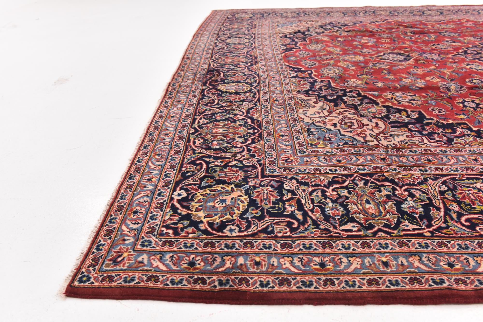 9' 8 x 12' 10 Hand Knotted Kashan Persian Wool Rug