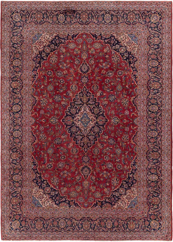 9' 8 x 12' 10 Hand Knotted Kashan Persian Wool Rug