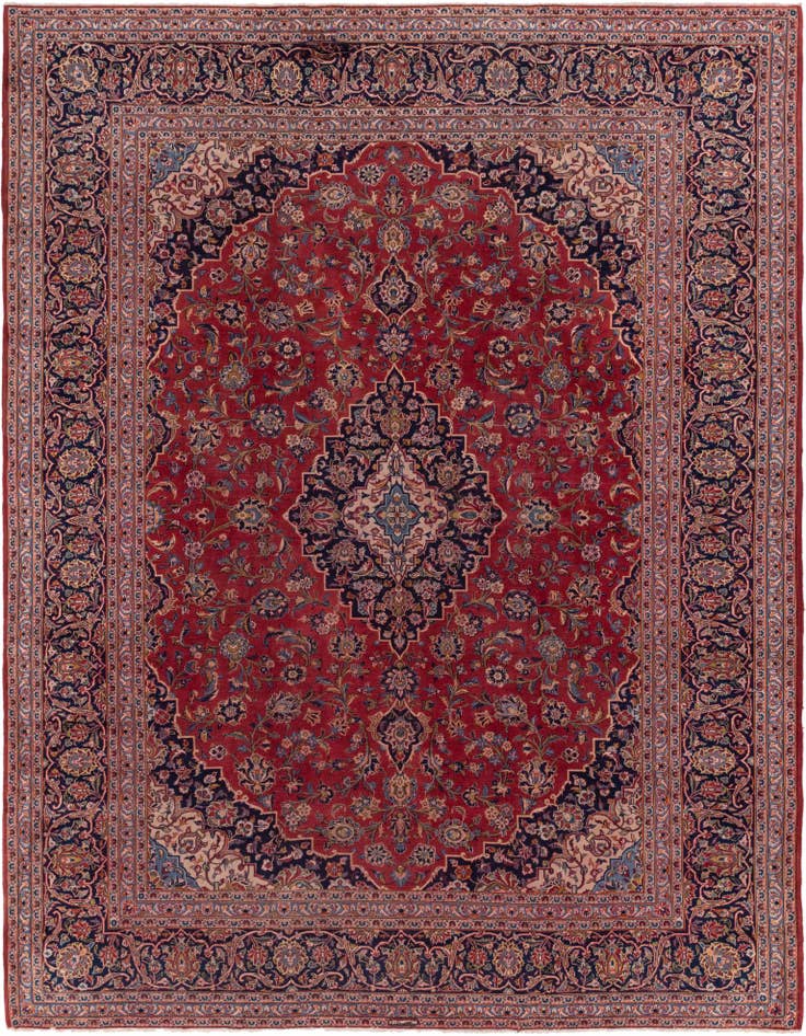 Detail image of 9' 8 x 12' 10 Hand Knotted Kashan Persian Wool Rug