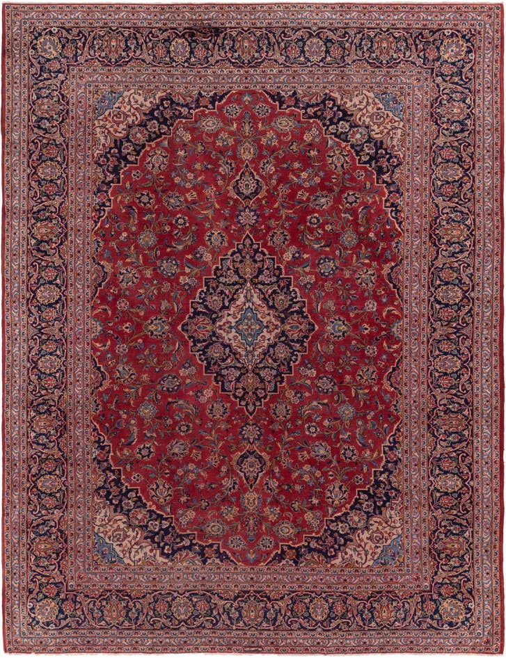 Detail image of 9' 8 x 12' 10 Hand Knotted Kashan Persian Wool Rug
