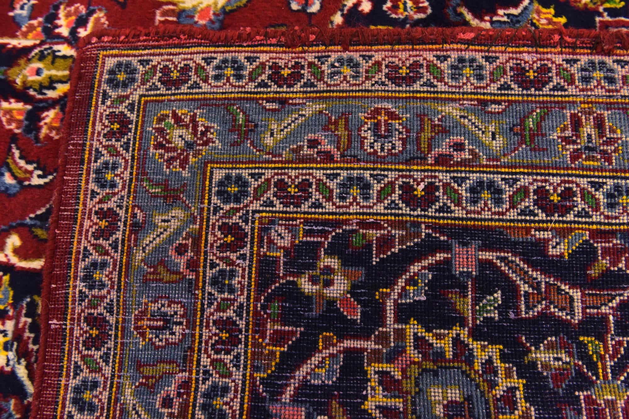 9' 7 x 13' Hand Knotted Kashan Persian Wool Rug