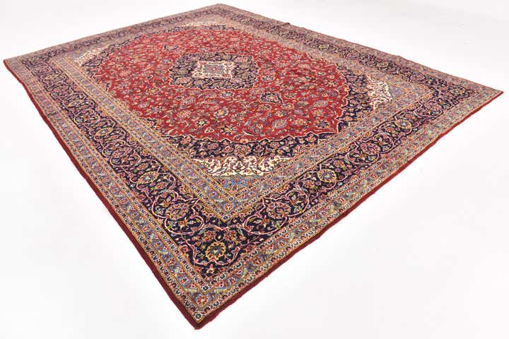 9' 7 x 13' Hand Knotted Kashan Persian Wool Rug