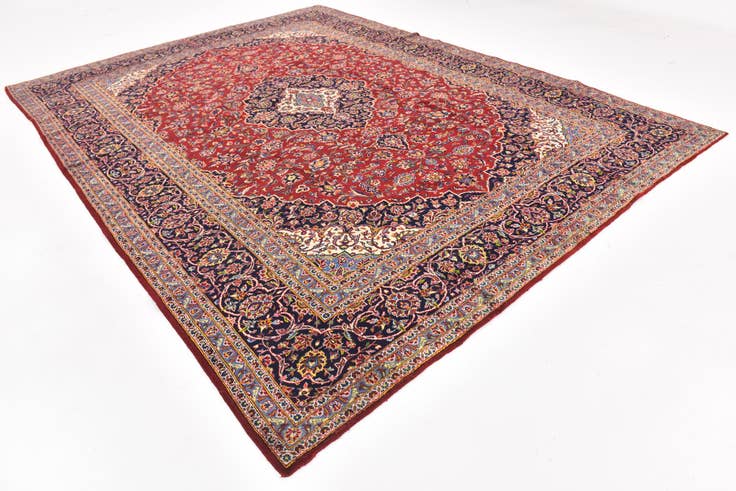 Detail image of 9' 7 x 13' Hand Knotted Kashan Persian Wool Rug