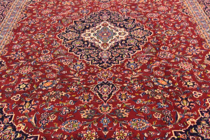 9' 7 x 13' Hand Knotted Kashan Persian Wool Rug