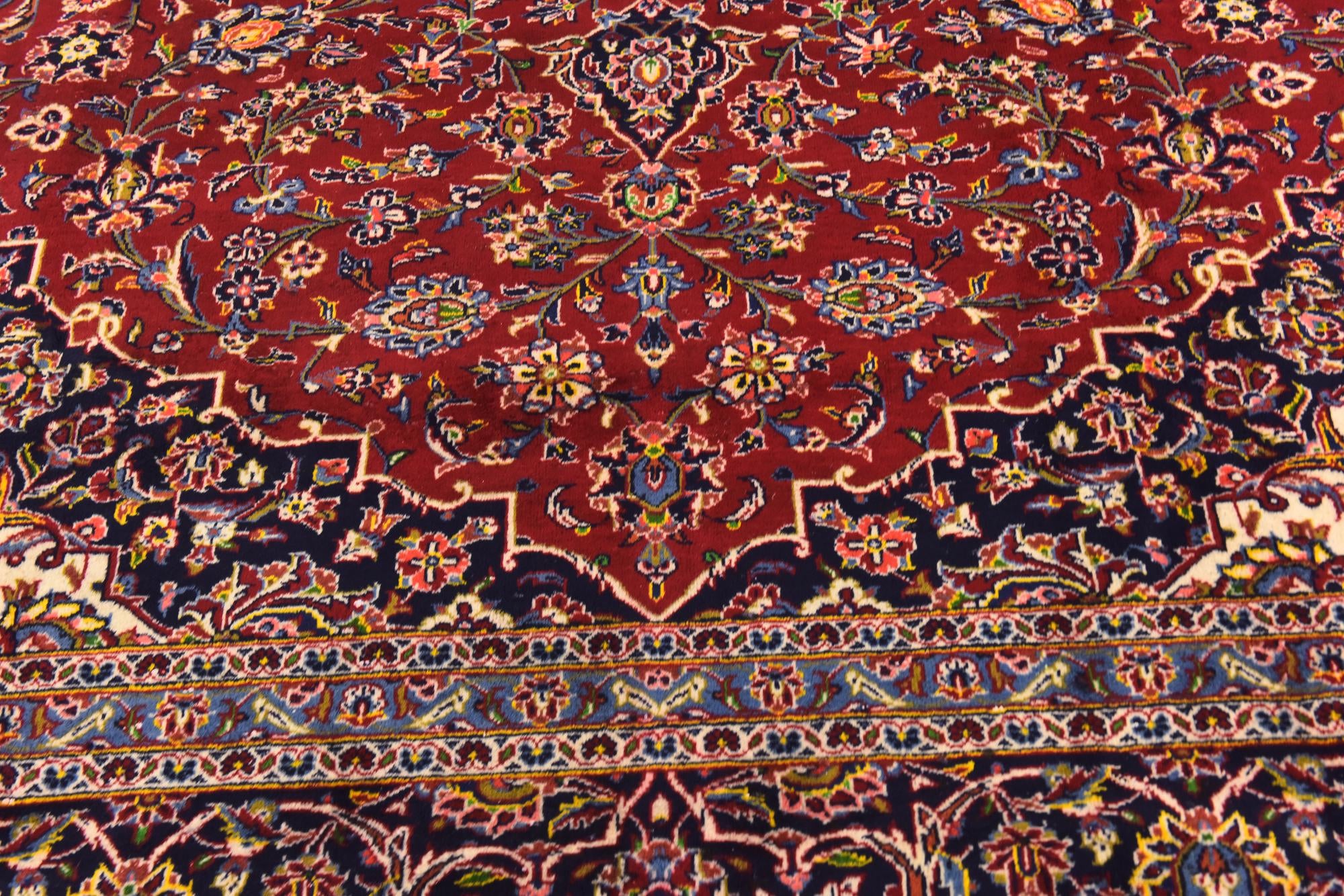 9' 7 x 13' Hand Knotted Kashan Persian Wool Rug