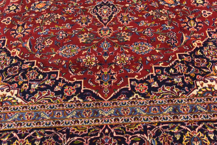 Detail image of 9' 7 x 13' Hand Knotted Kashan Persian Wool Rug