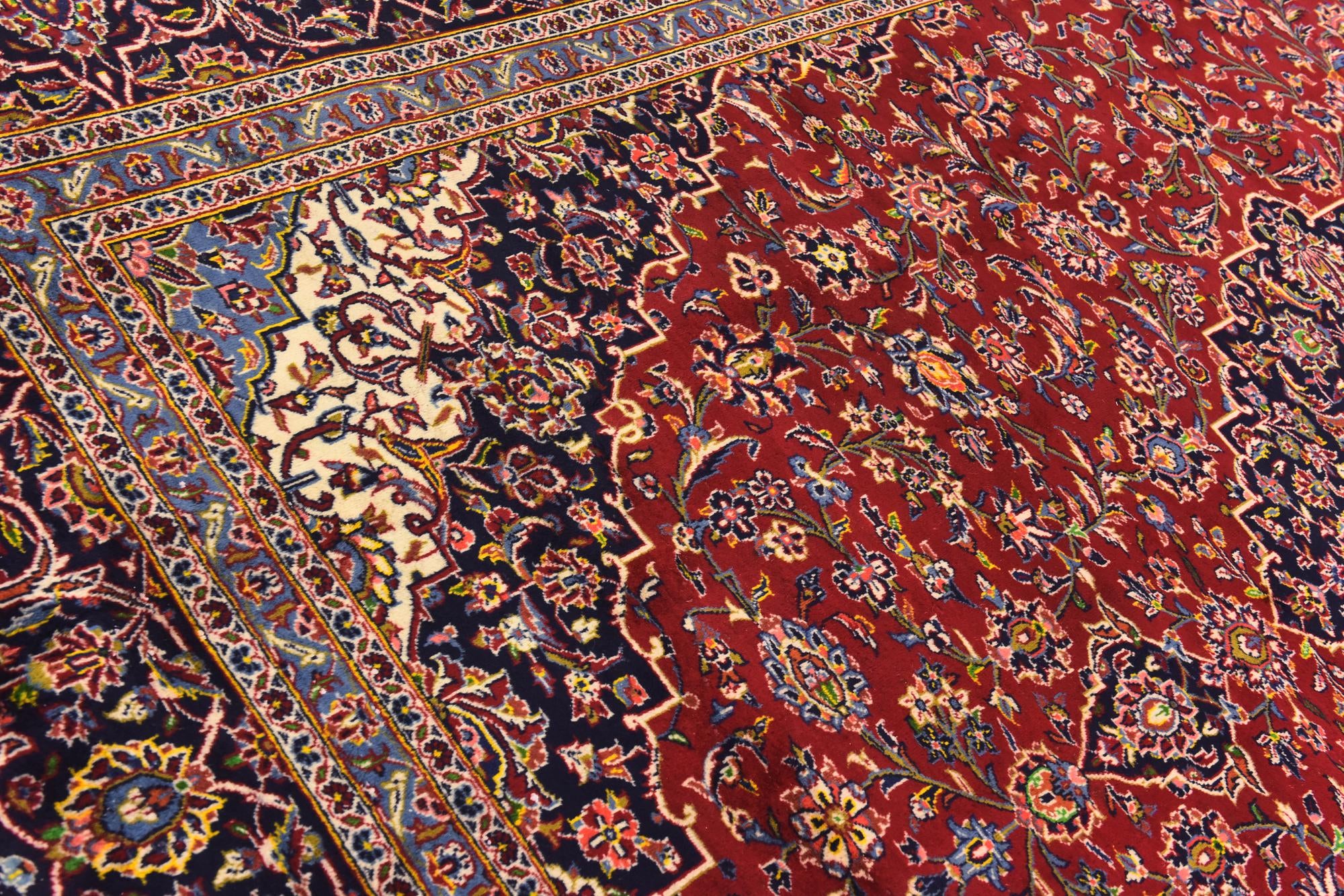 9' 7 x 13' Hand Knotted Kashan Persian Wool Rug