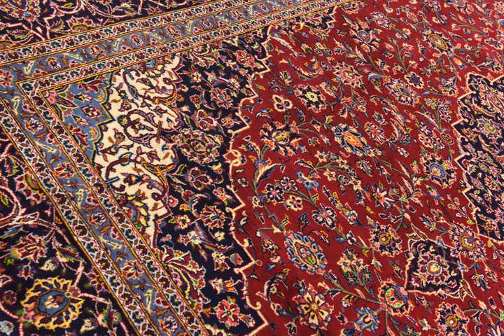 9' 7 x 13' Hand Knotted Kashan Persian Wool Rug