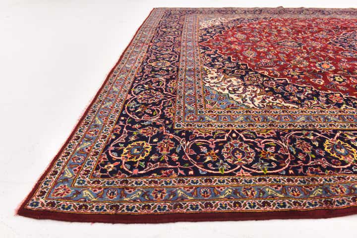 9' 7 x 13' Hand Knotted Kashan Persian Wool Rug