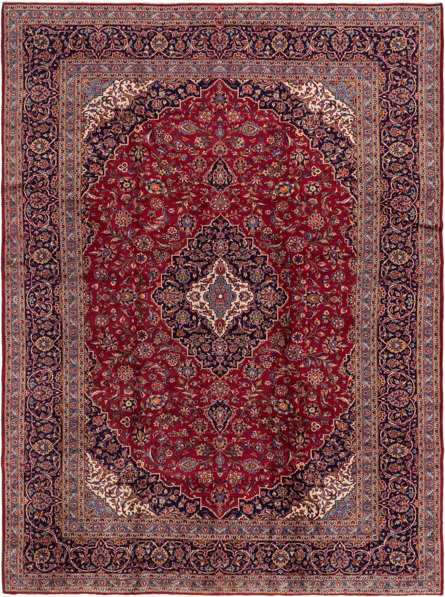 9' 7 x 13' Hand Knotted Kashan Persian Wool Rug