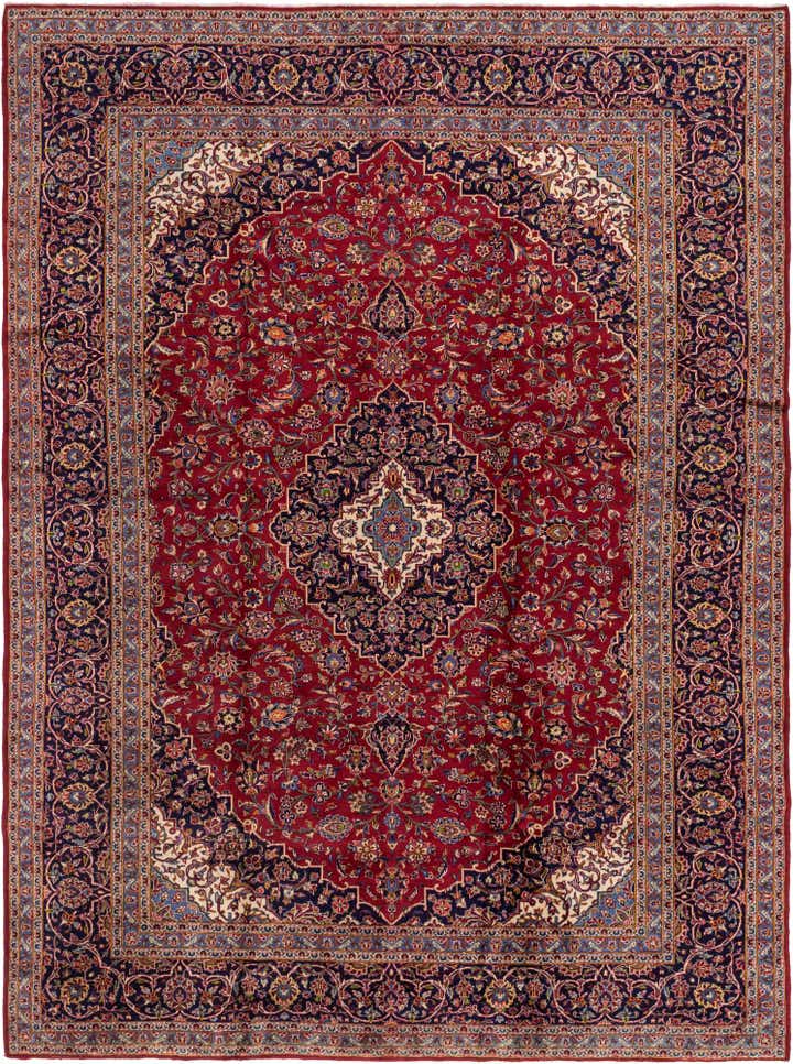 9' 7 x 13' Hand Knotted Kashan Persian Wool Rug