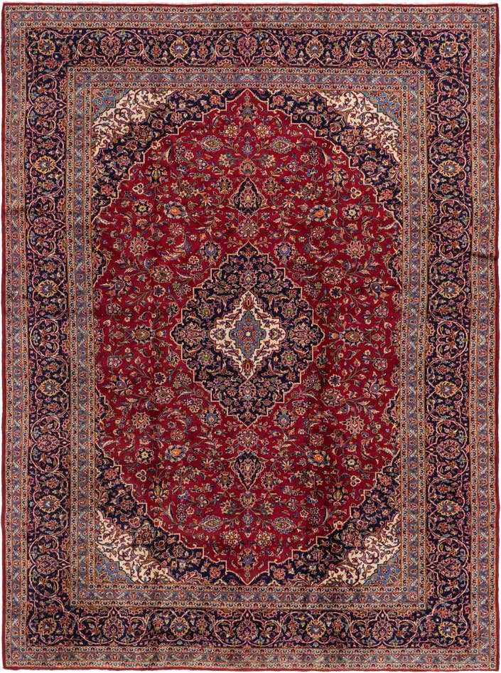 Detail image of 9' 7 x 13' Hand Knotted Kashan Persian Wool Rug